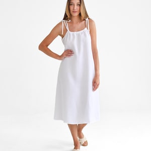 White linen dress. Linen summer dress. Linen dress FLORA