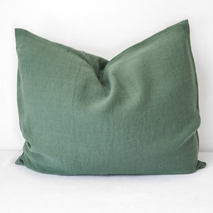 Eucalyptus green linen pillowcase. Envelope pillowcase. Custom size