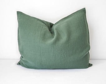 Eucalyptus green linen pillowcase. Envelope pillowcase. Custom size