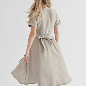 Elegant linen wrap dress in natural linen color. linen dress jasmine. image 4