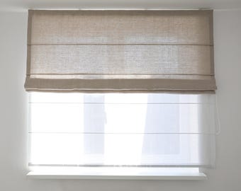 Dual Layer Linen Roman Blind, Light Filtering & Shading Fabric