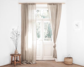Natural Linen Muslin Curtain Panel, Sheer Day Curtain