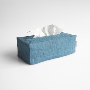 Couvercle bleu poussiéreux pour boîte à mouchoirs. décoration d'intérieur minimaliste.