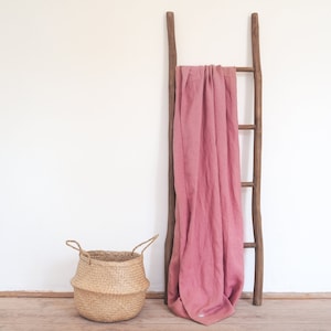 pink linen bed throw