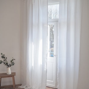 Homey White Tie Top Curtain Made of MEDIUM LINEN 160 G/m2/ Made of ...