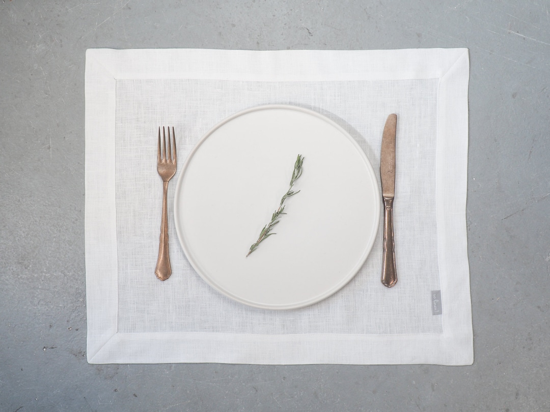Amazing White Linen Placemats. Cloth Placemats Made of Linen Etsy