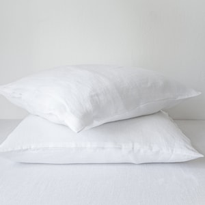 White linen pillow case, custom size pillowcase, linen pillow cover.