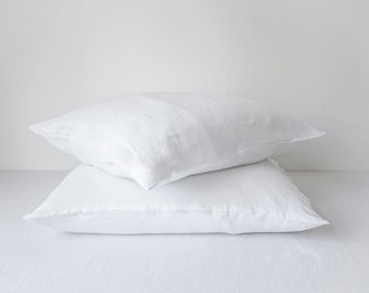 White linen pillow case, custom size pillowcase, linen pillow cover.