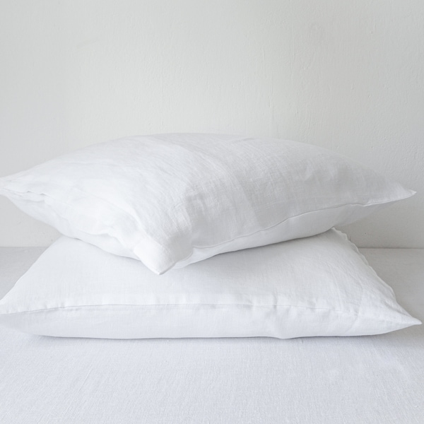 Federa in lino bianco, federa di dimensioni personalizzate, fodera per cuscino in lino.