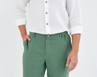 Mens shorts. linen clothing men. linen shorts.