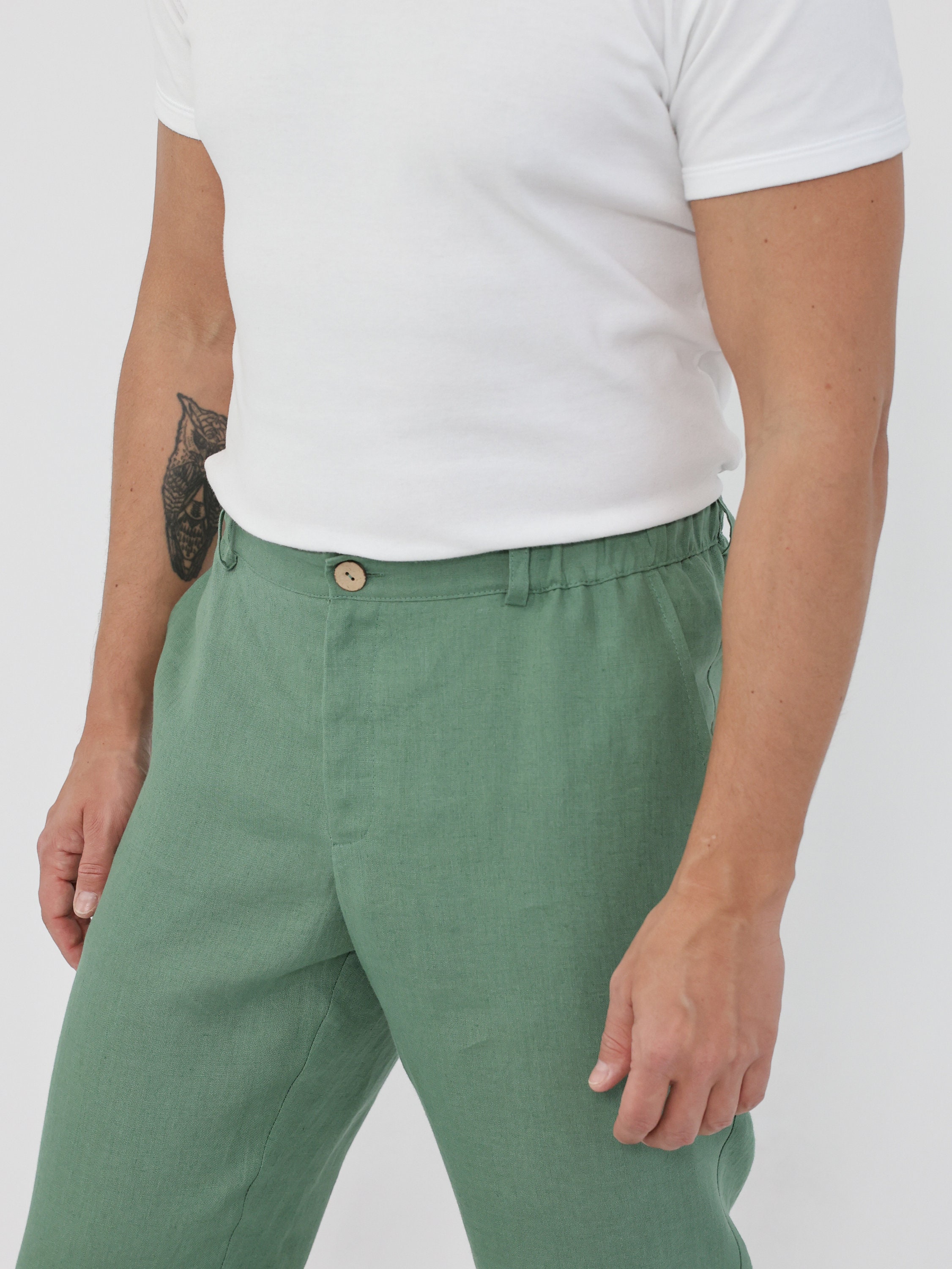 Linen pants for men. Green pants. Mens fashion. Linen pants for men. Green pants. Mens fashion.