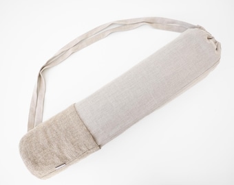 Linen Yoga Mat Bag, Sustainable Stonewashed Carrier