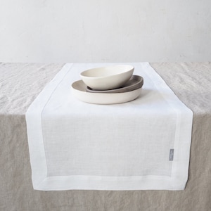 White linen table runner. stonewashed linen. custom size