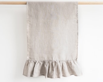 Ruffled Natural Linen Hand Towel - Stonewashed European Fabric
