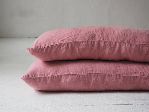 Unique dusty pink linen pillow case Linen pillowcase dusty rose | Linen