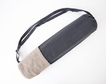 Eco Linen Yoga Mat Bag, Stonewashed Natural Fiber Carrier