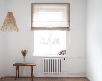 Linen roman blind | medium linen custom roman shades in natural linen