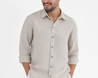 Summer shirt. mens linen shirt. handmade clothing.