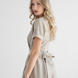 Elegant linen wrap dress in natural linen color. linen dress jasmine. image 5