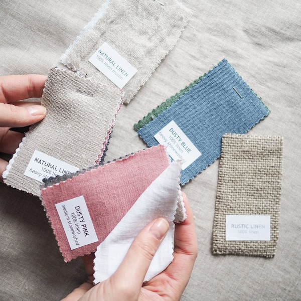 Fabric samples. a set of linen samples. small fabric swatches.