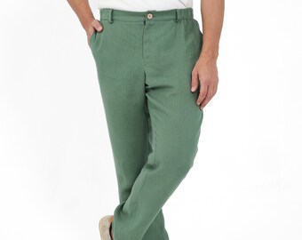 green linen dress pants men Sage green silk long dress