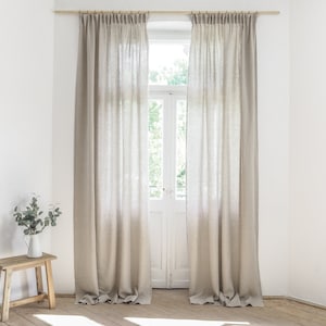 Linen curtain with pleating tape. pencil pleat curtain made of stonewashed medium linen (160 g/2).
