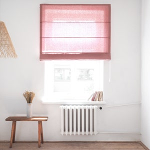 Linen roman blind | Medium linen roman shades | Pink blind