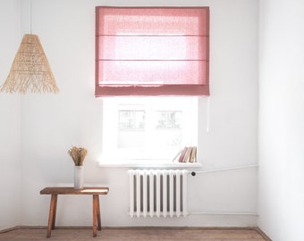 Dusty Pink Linen Roman Blind | Medium Weight, Stonewashed Fabric