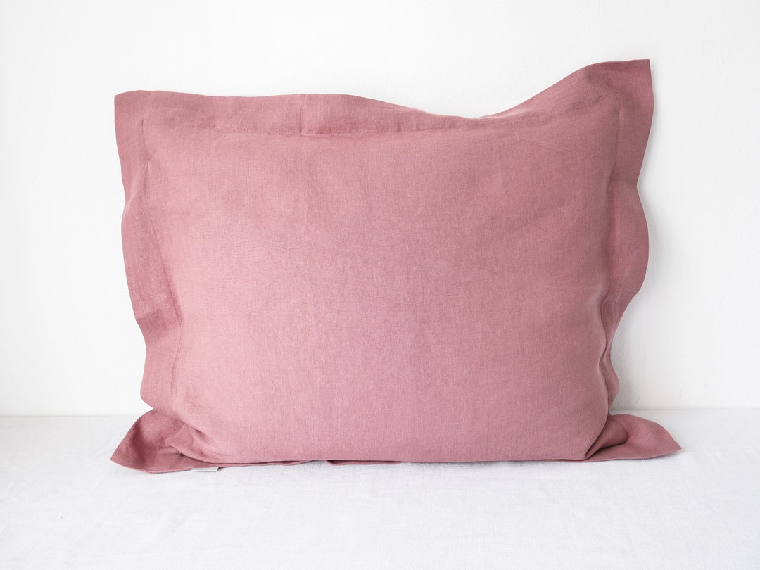 Dusty Pink Linen Pillow Sham Made of 100 European Linen. Stonewashed