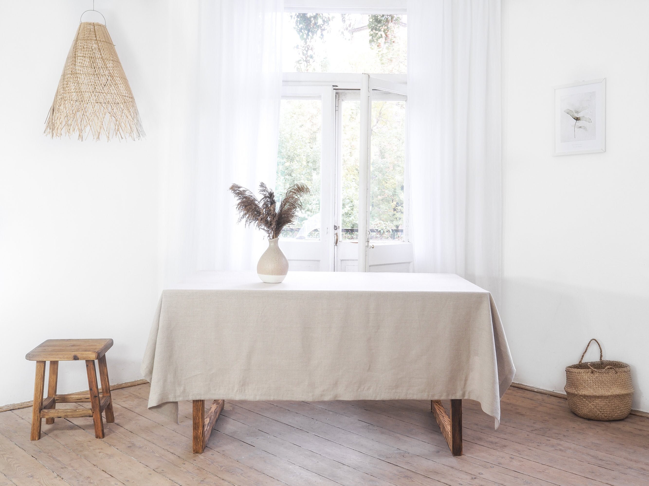 Solid Table Linen Rustic Elegance Table Linens - Solid Heavy Linen Tablecloth, Natural ...