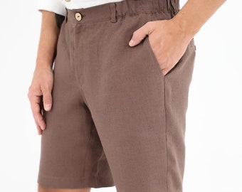 Men's Stonewashed Linen Shorts, Handmade Summer Clothing