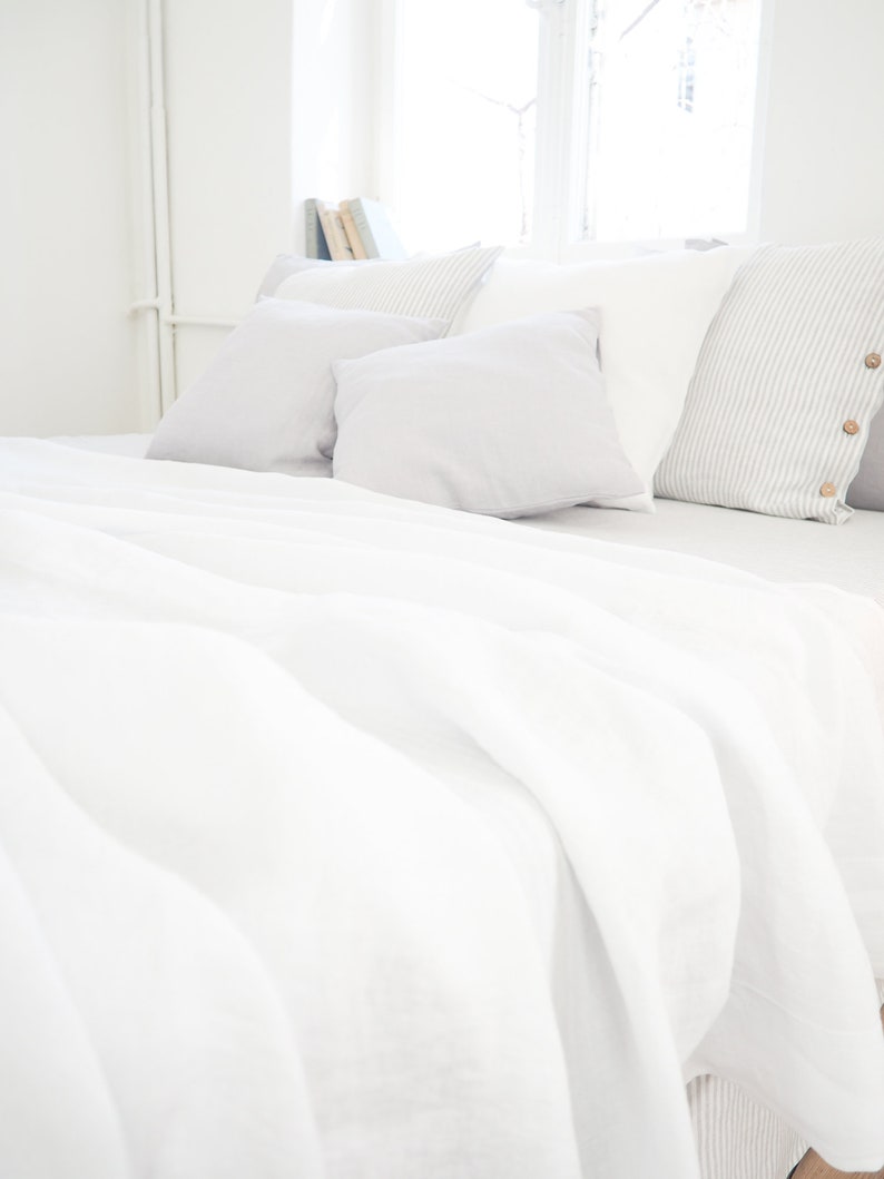 Pure white linen blanket summer beach blanket Bedspread Etsy