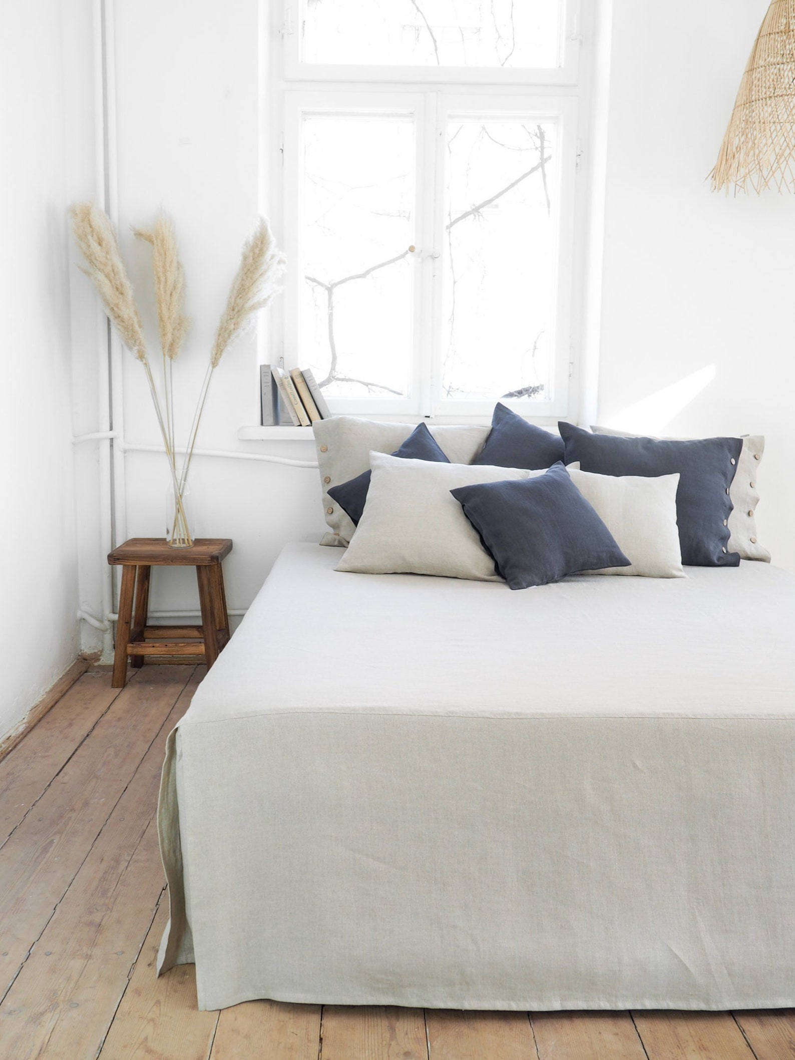 Natural Linen Bedskirt. Classic Linen Bedskirt. Queen Size Etsy