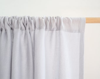 Linen curtain panel made of medium linen (160 g/m2) / light gray / linen drapes / rod pocket curtain / 1 pcs