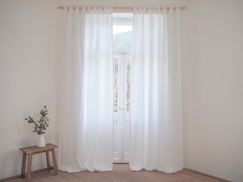 Tab Top Linen Curtain Panel / WHITE / homey style / linen | Etsy