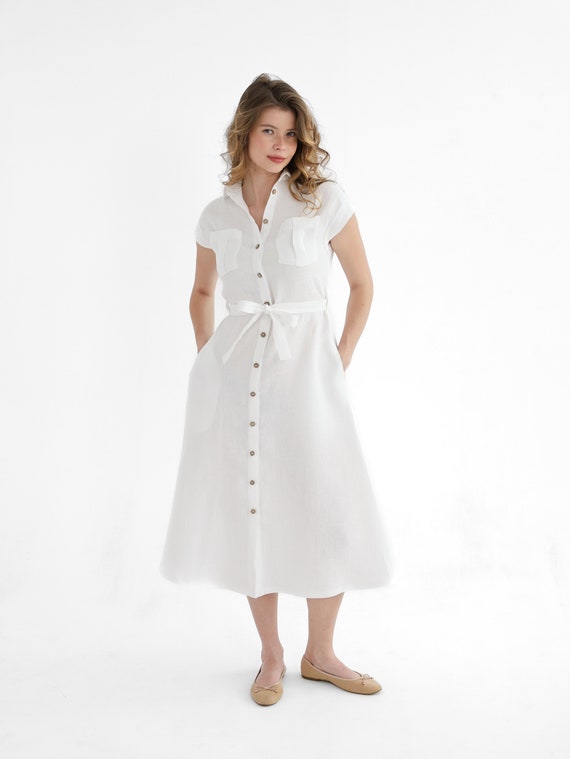 White Linen Dress. Linen Shirt Dress. Linen Dress Marigold White Linen Dress. Linen Shirt Dress. Linen Dress Marigold