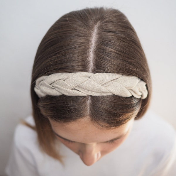 Braided linen headband, boho linen headband, workout headbands, beach accessories