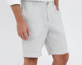 Linen shorts men. Handmade clothing. Mens shorts.