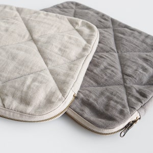 Natural Linen Laptop Sleeve with Soft Padding. Eco-Friendly Linen Laptop Sleeve. image 8