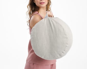 Natural Linen Yoga Pillow - Meditation Cushion, Handmade, Eco-Friendly