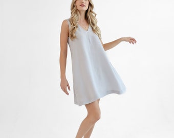 Airy linen dress in light gray. linen dress dahlia.