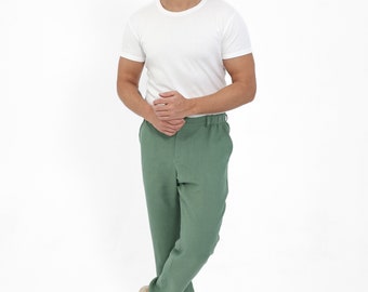 Linen pants for men. Green pants. Mens fashion. Linen pants for men. Green pants. Mens fashion.