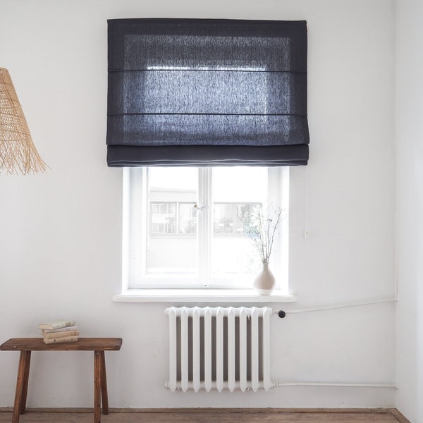 Linen roman blind | heavy linen roman blind in charcoal, different sizes