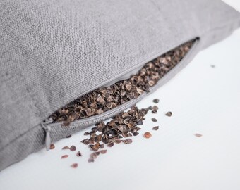 Linen Buckwheat Pillow, Breathable Pillow for Sleep & Neck Support