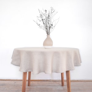 Natural linen tablecloth | round tablecloth | stonewashed linen.