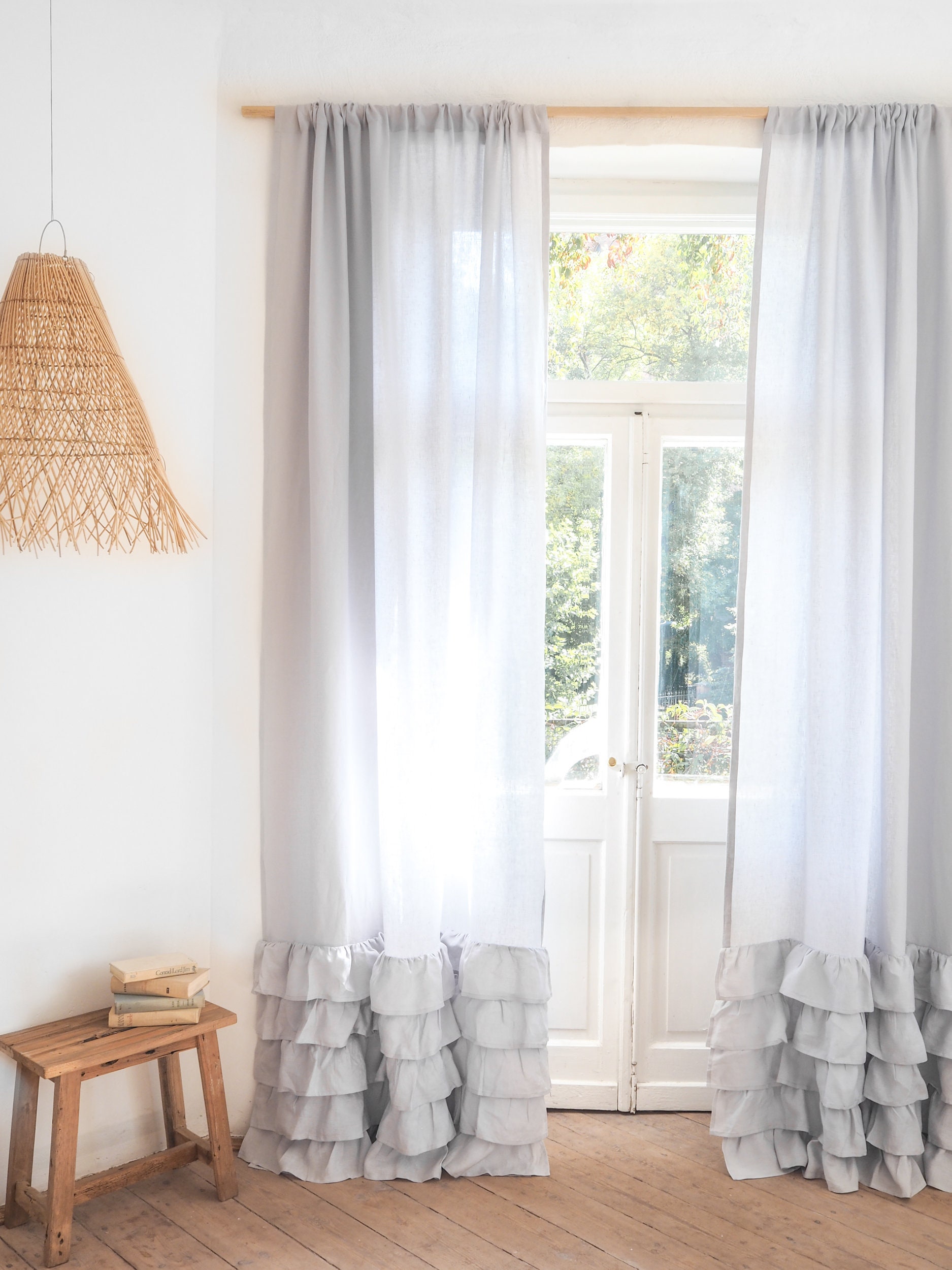 Ruffles Linen Curtain made of MEDIUM LINEN 160 g/m2 / light | Etsy