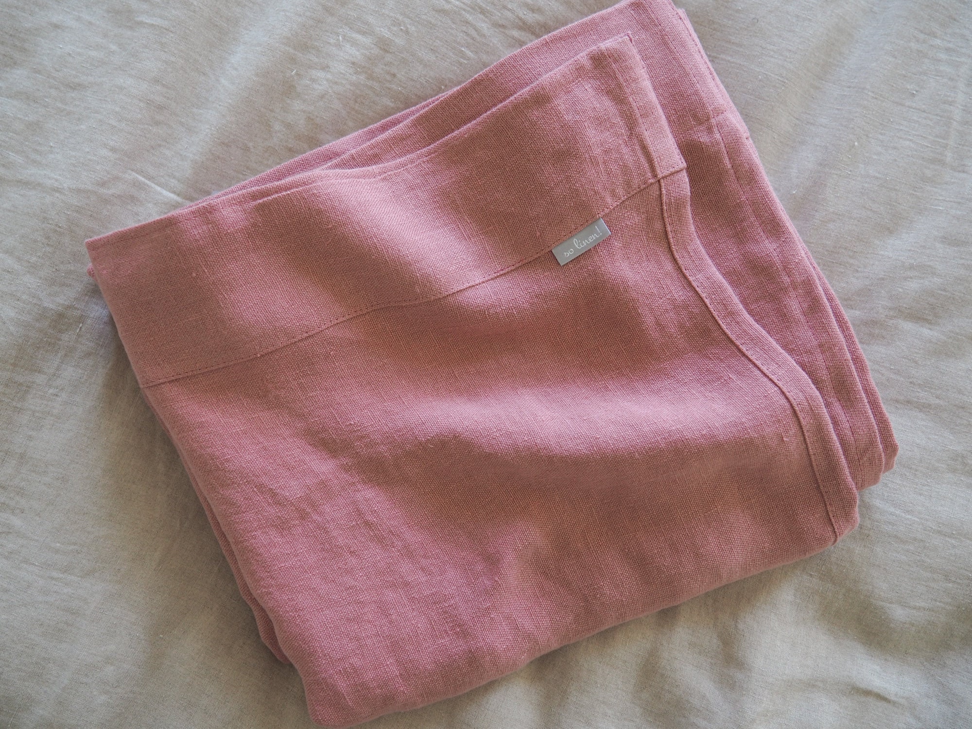 Dusty Pink Stonewashed Linen Blanket, Heavyweight Bedspread