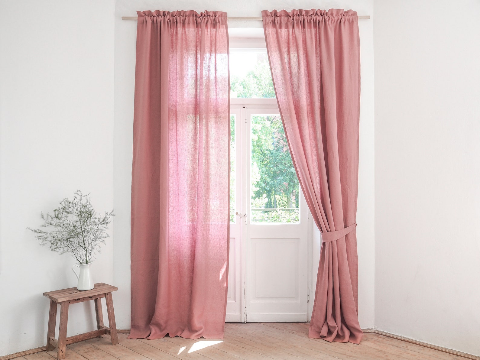 Pink Linen Curtain Made of MEDIUM LINEN 160 G/2. Bedroom Etsy