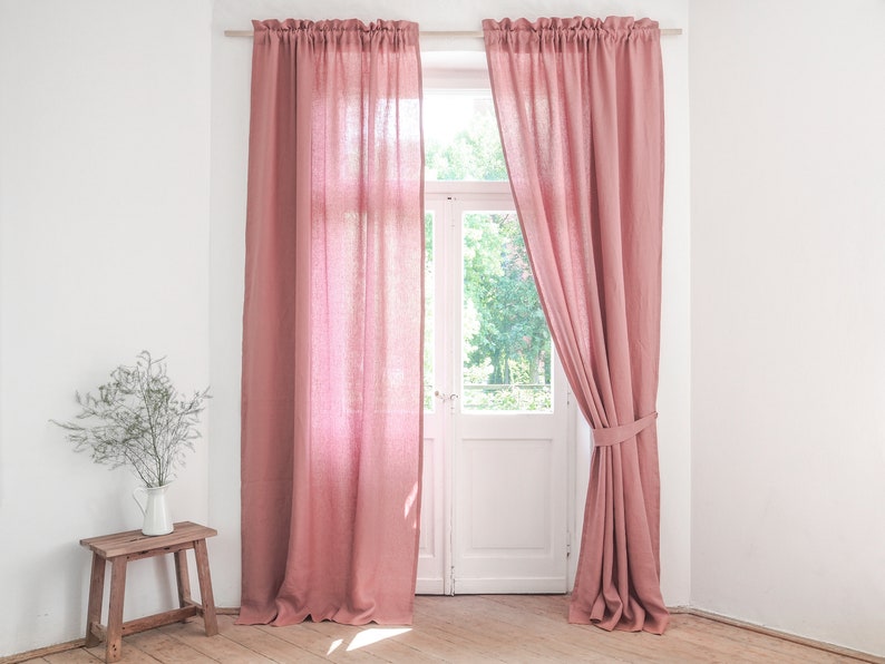 Pink Linen Curtain Made of MEDIUM LINEN 160 G/2. Bedroom Etsy