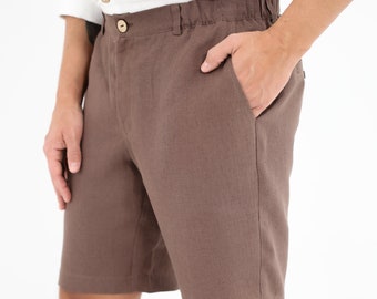 Mens linen shorts. linen shorts men. linen clothing men.